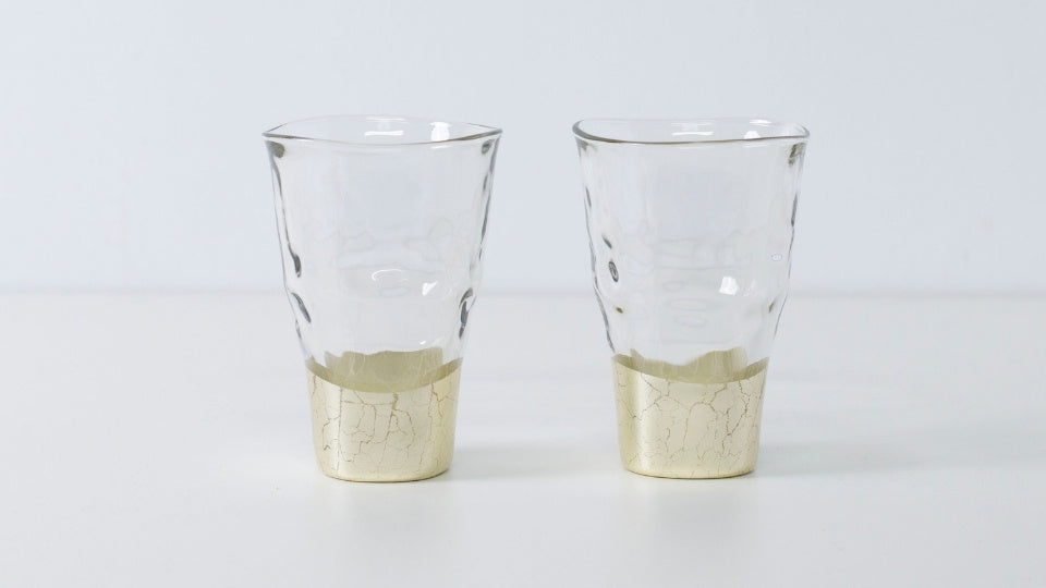 Champagne gold sake cups in refined Japanese style, ideal for sake lovers or design-focused gifting