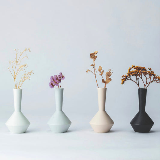 Japanese Single Flower Vase – 4 Color Mino Ware Vases for Minimalist Ikebana Flower Arrangement