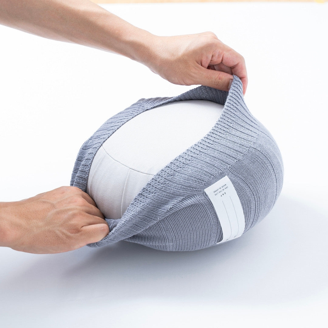 Japanese meditation cushion zafu "ZAF RITUAL" Lagoon Gray with removable organic cotton cover