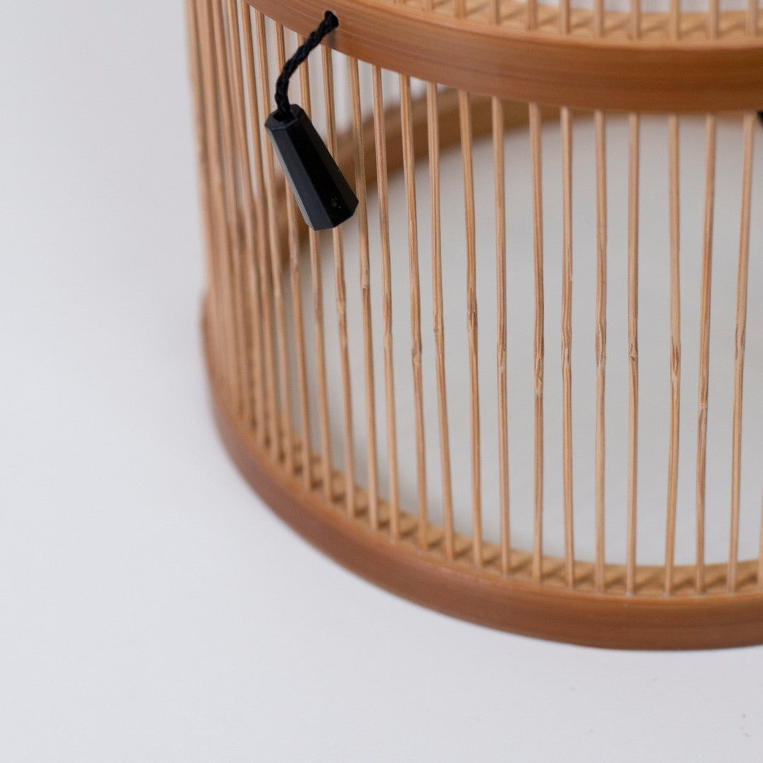 Bottom view of Japanese Bamboo Floor Lamp "Tutu" Small – handmade standing lamp crafted from natural bamboo