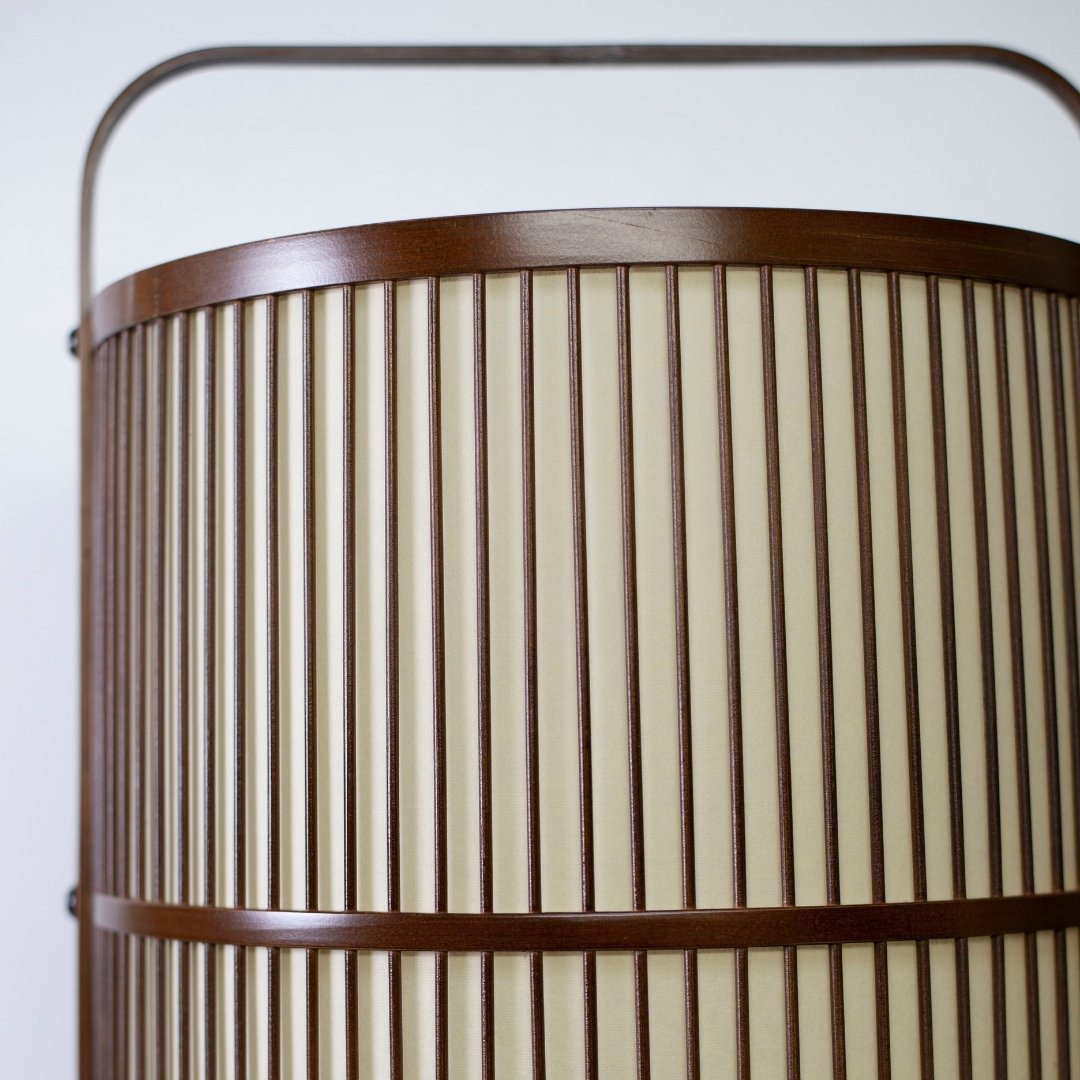 Japanese Bamboo Floor Lamp "Ajiro-base" – Handmade bamboo standing lamp, embodying the essence of Wabi-Sabi aesthetics