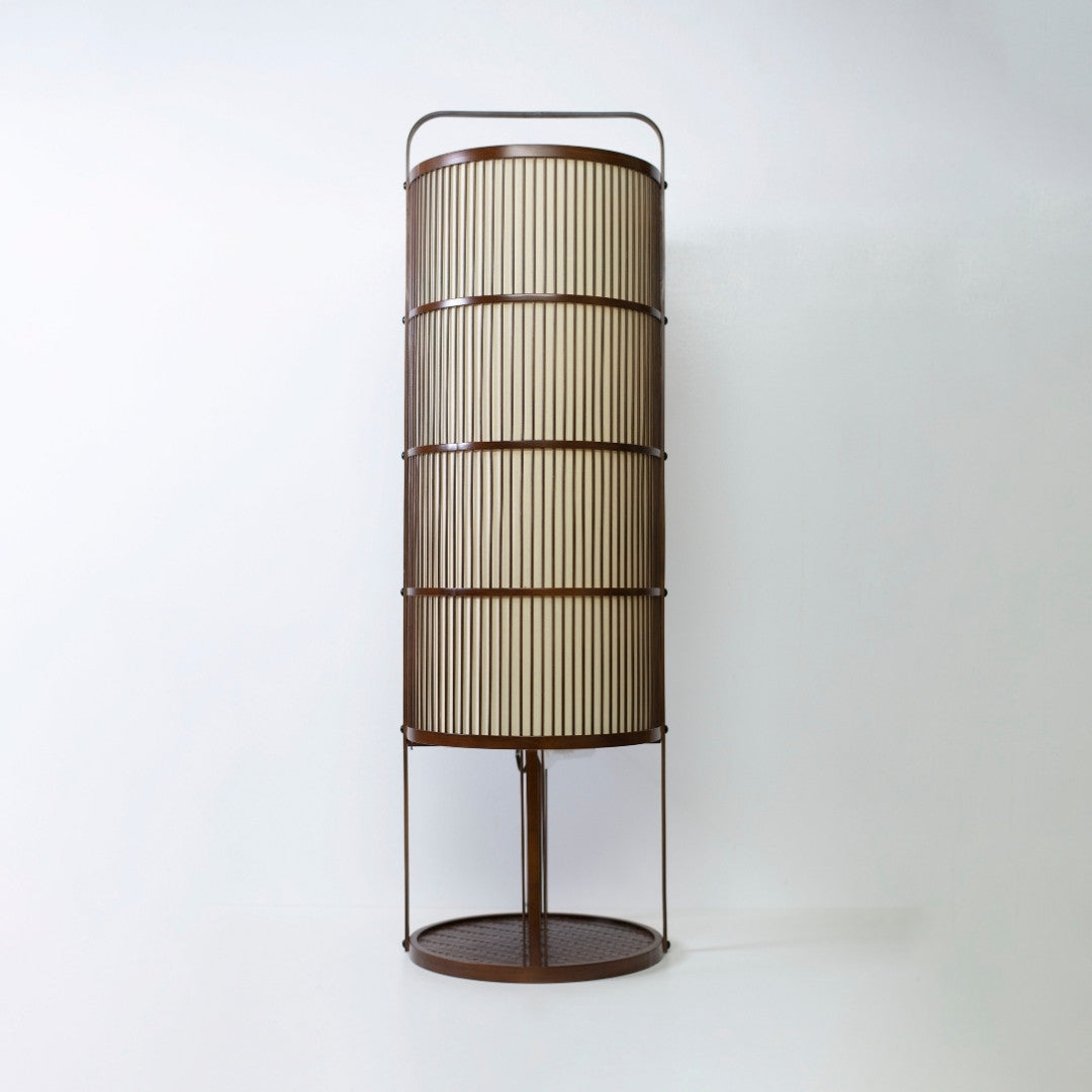 Japanese Bamboo Floor Lamp "Ajiro-base" – Unique Standing Lamp, Decorative Bamboo Lamp for Living Room