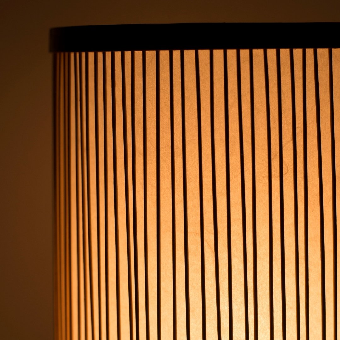 Japanese Bamboo Floor Lamp "Tutu" Small – Bamboo Standing Lamp Creating Dramatic Patterns, Elegant Lamp for Living rooms