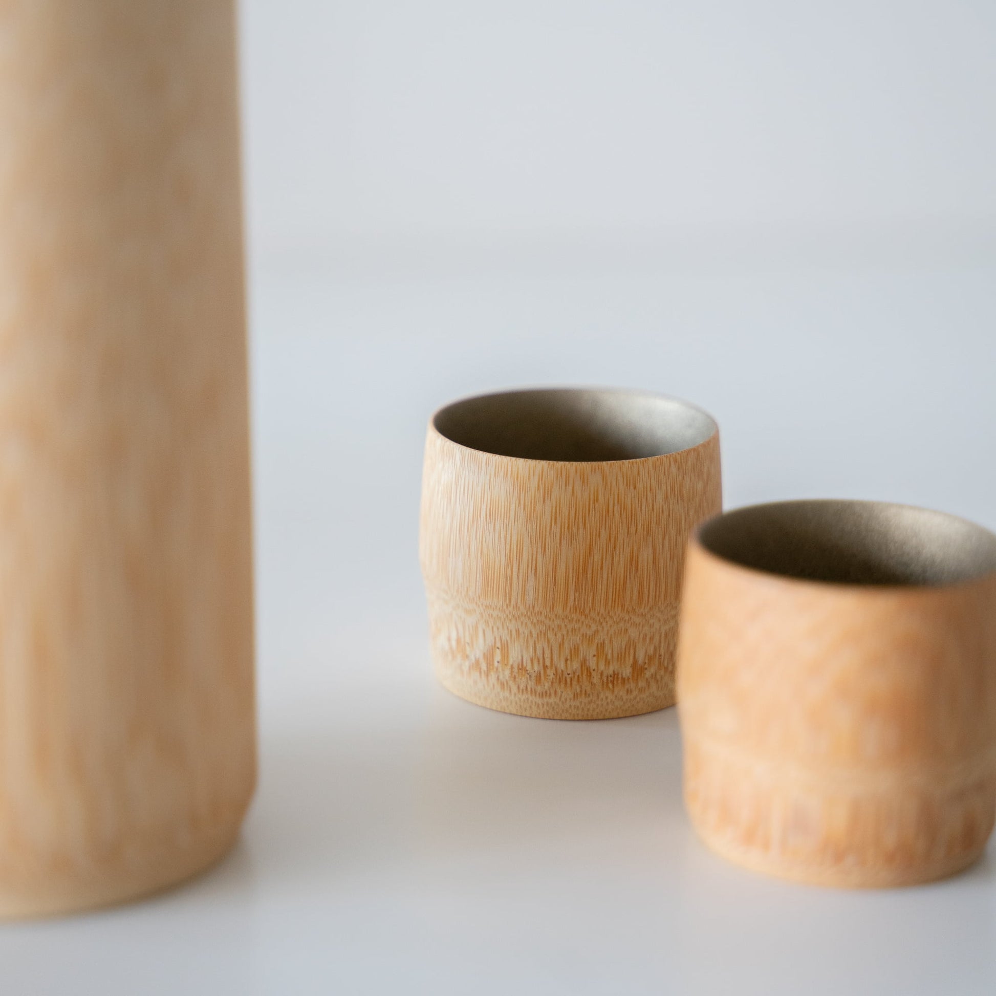 Japanese Bamboo Sake Cup: Detailed Craftsmanship from Kyoto (Close-up)