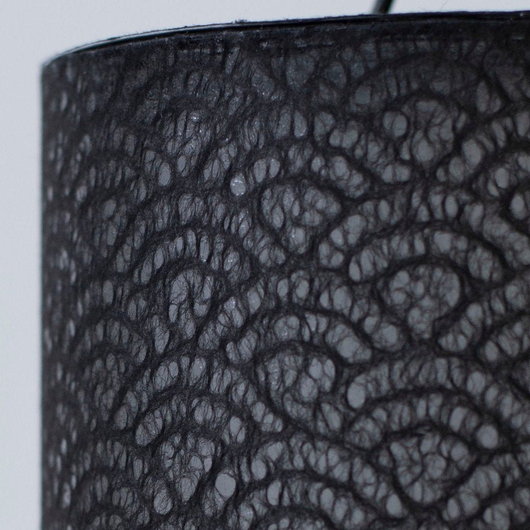 Japanese Paper Table Lamp "Lace Washi" Black – A unique black washi bedside lamp with traditional wave patterns