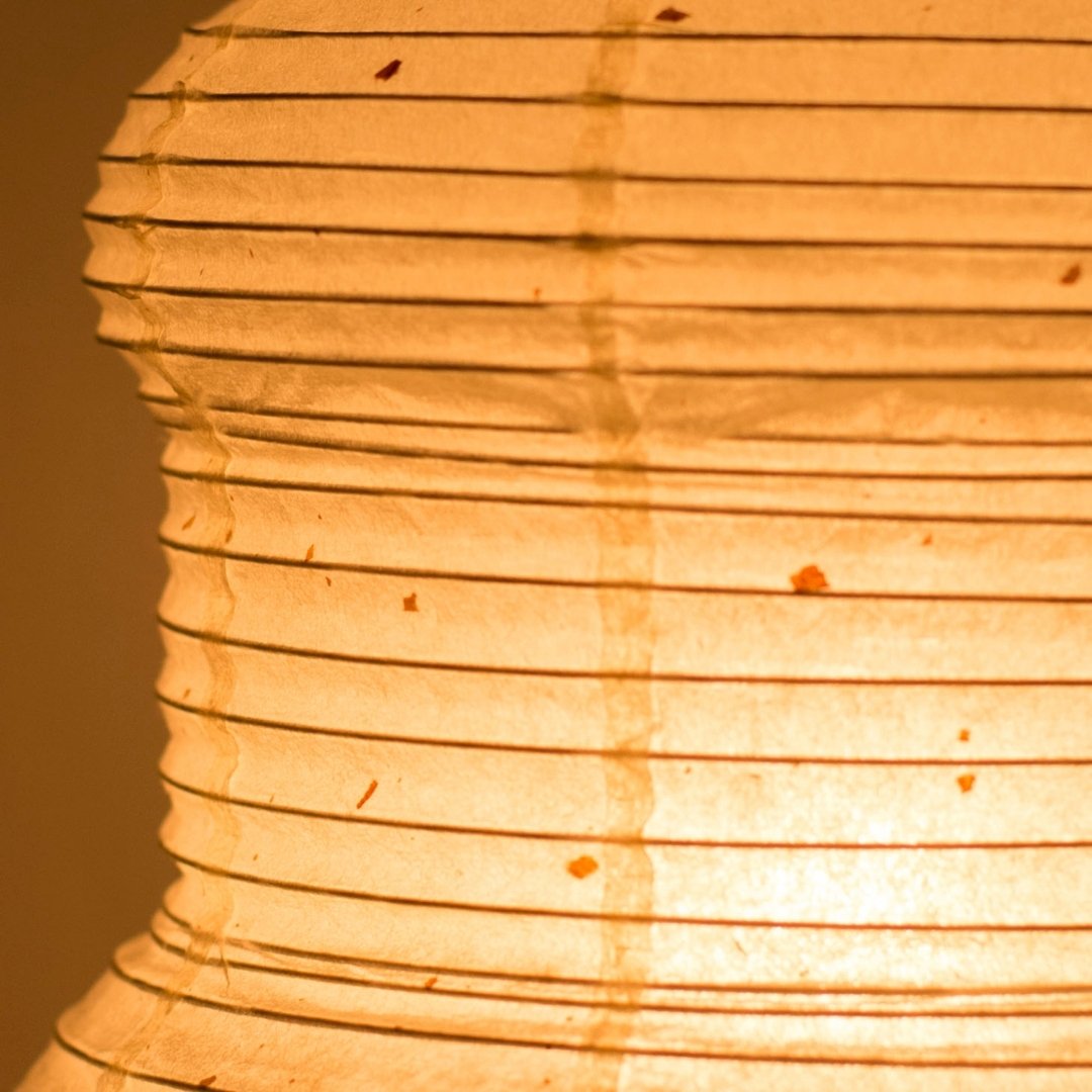 Distinctive design close-up of Japanese paper table lamp 'PAPERSON 03' - portable lamp, unique table lamps for bedroom décor