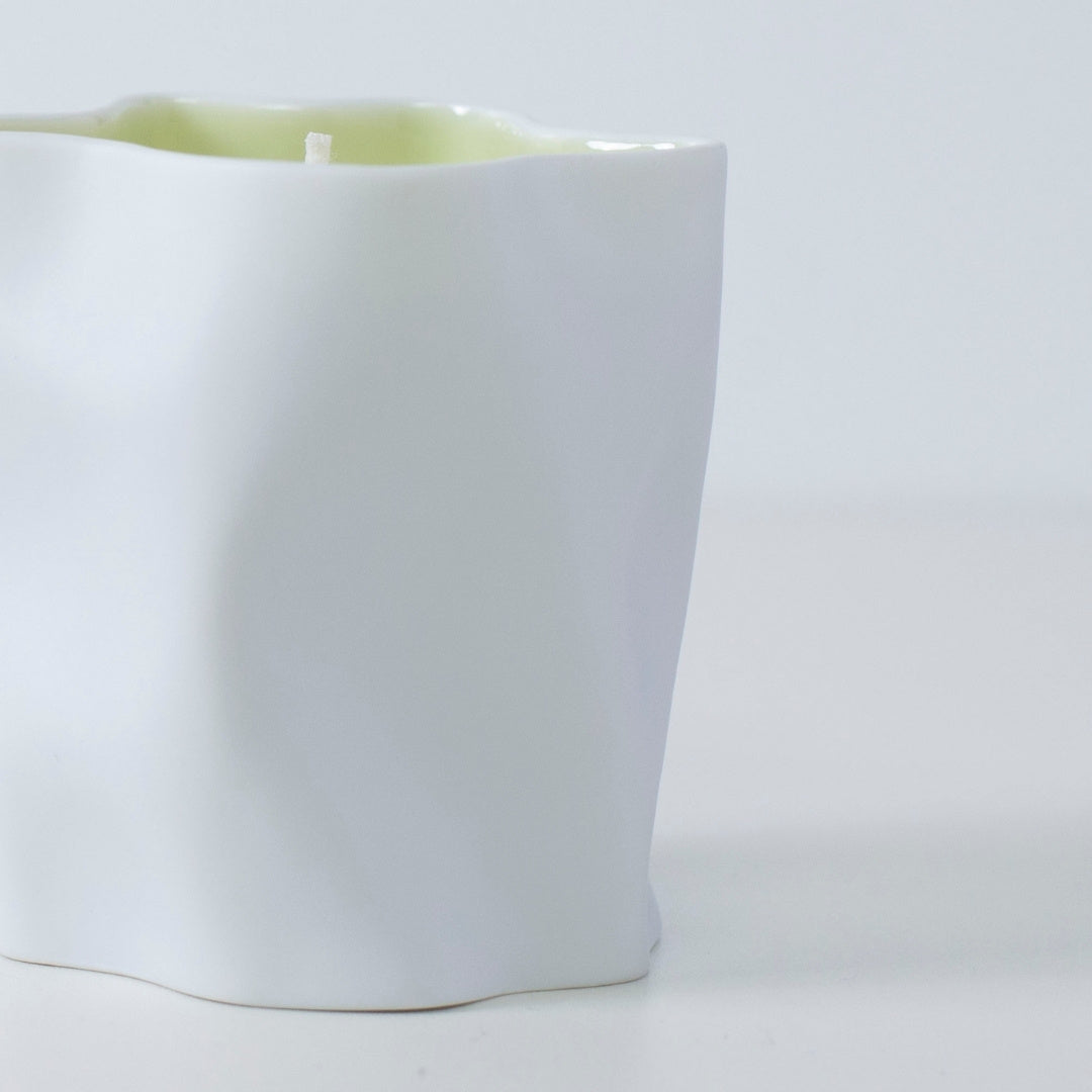 Minimalist Japanese scented candle WASHI with hinoki, incense, and papermaking-inspired design