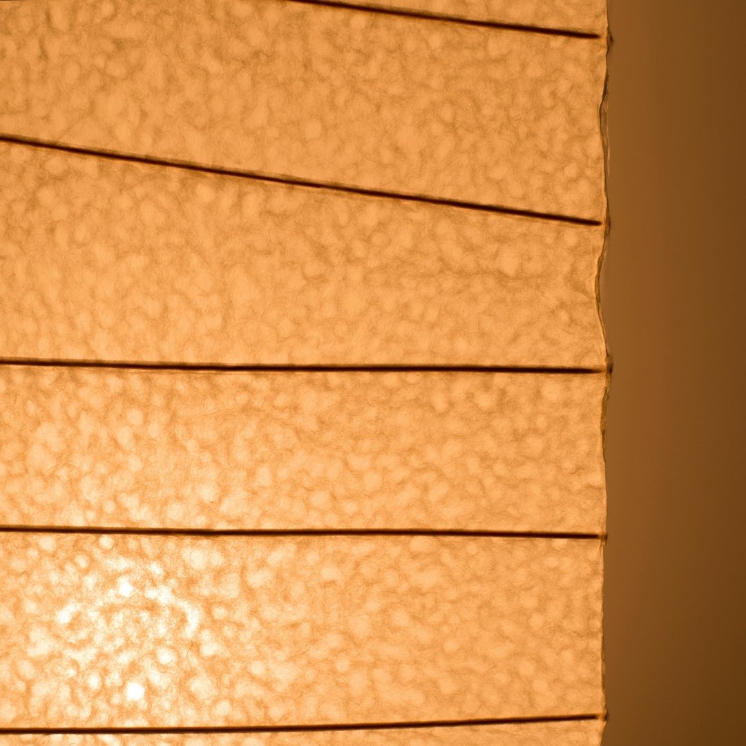 Warm glow from Japanese Washi Paper Floor Lamp "Harusame Washi 02" - washi paper standing lamp for living room