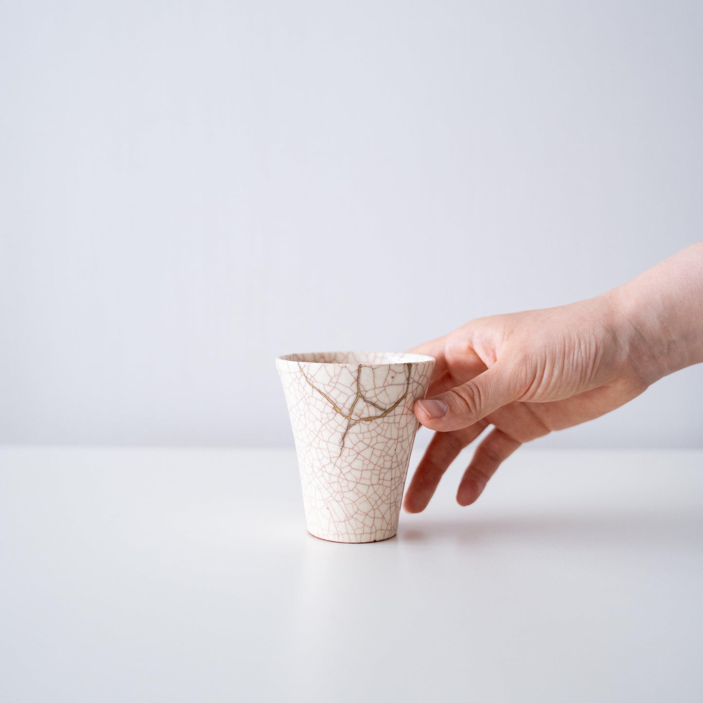 Kintsugi Cup "Vermilion Crackle" 03 with a Paulownia Wood Box