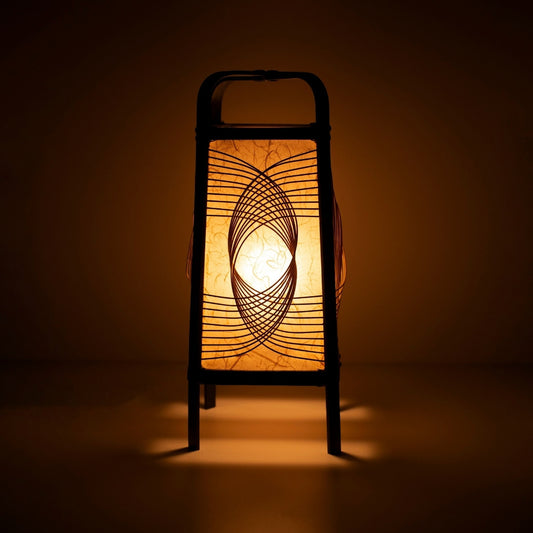 Japanese Bamboo Floor Lamp "Sunlight" illuminating a dark room - Unique Bamboo Lamp for Cozy Living room & Japandi Bedroom