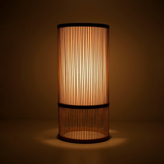 Japanese Bamboo Floor Lamp "Tutu" Small illuminating a dark room - Sophisticated bamboo standing lamp for Japandi living room