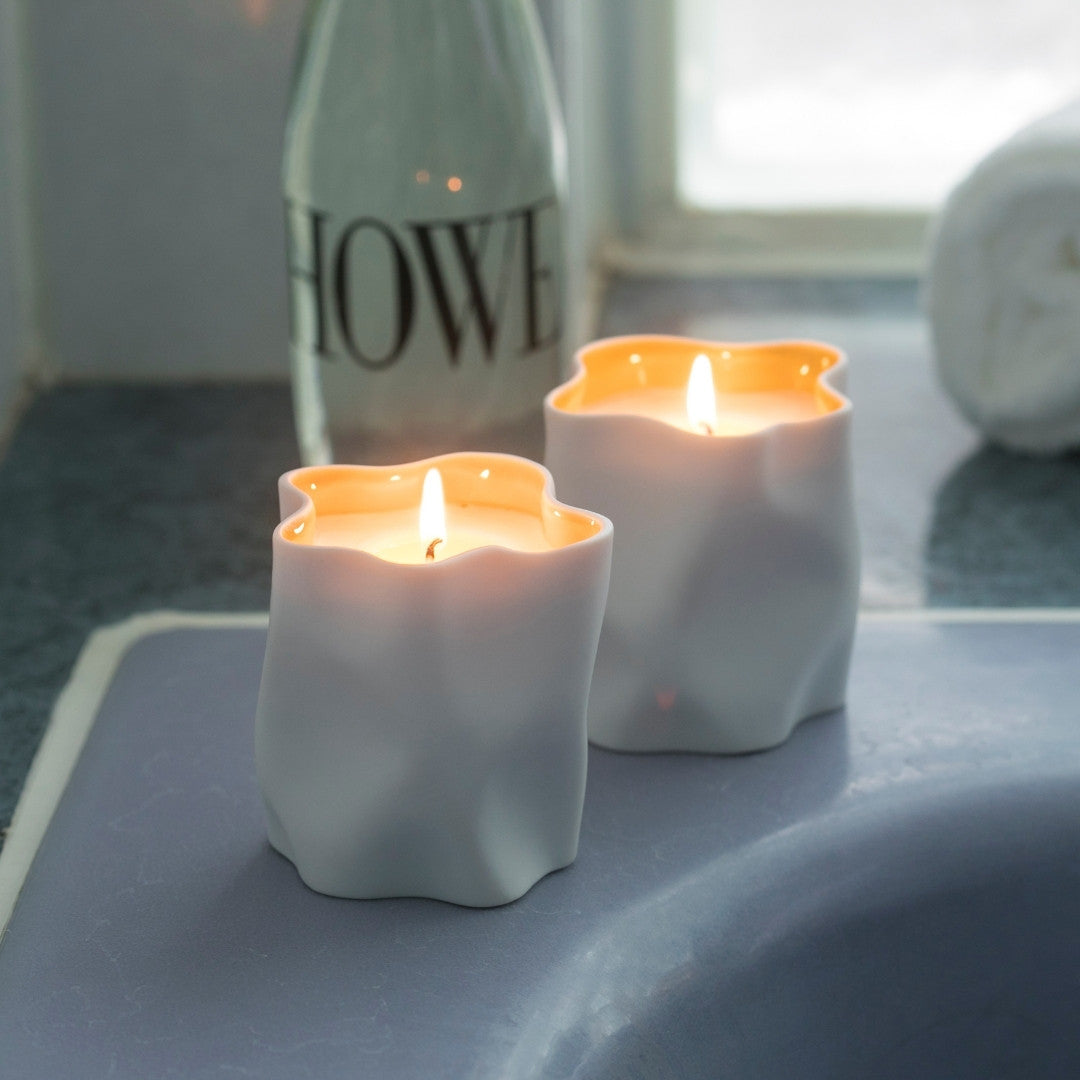 KITCHIBE Japanese candle in organic ceramic, Japandi style with fragrance and artisanal design