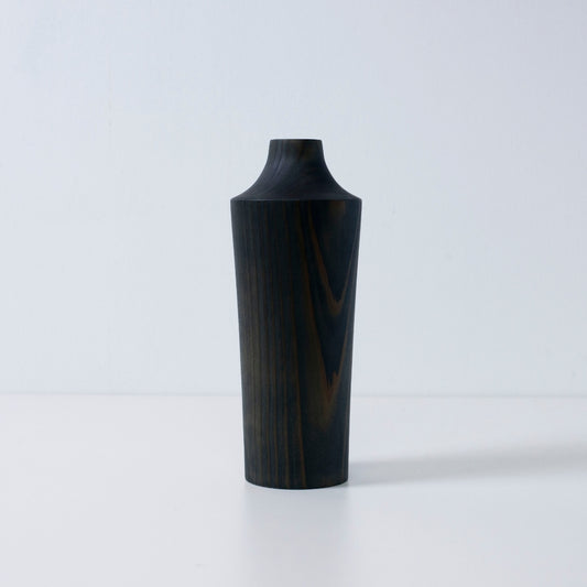 Japanese Cedar Vase Indigo 02 – Japanese cedar vase in indigo finish, handcrafted design for Japanese flower arranging