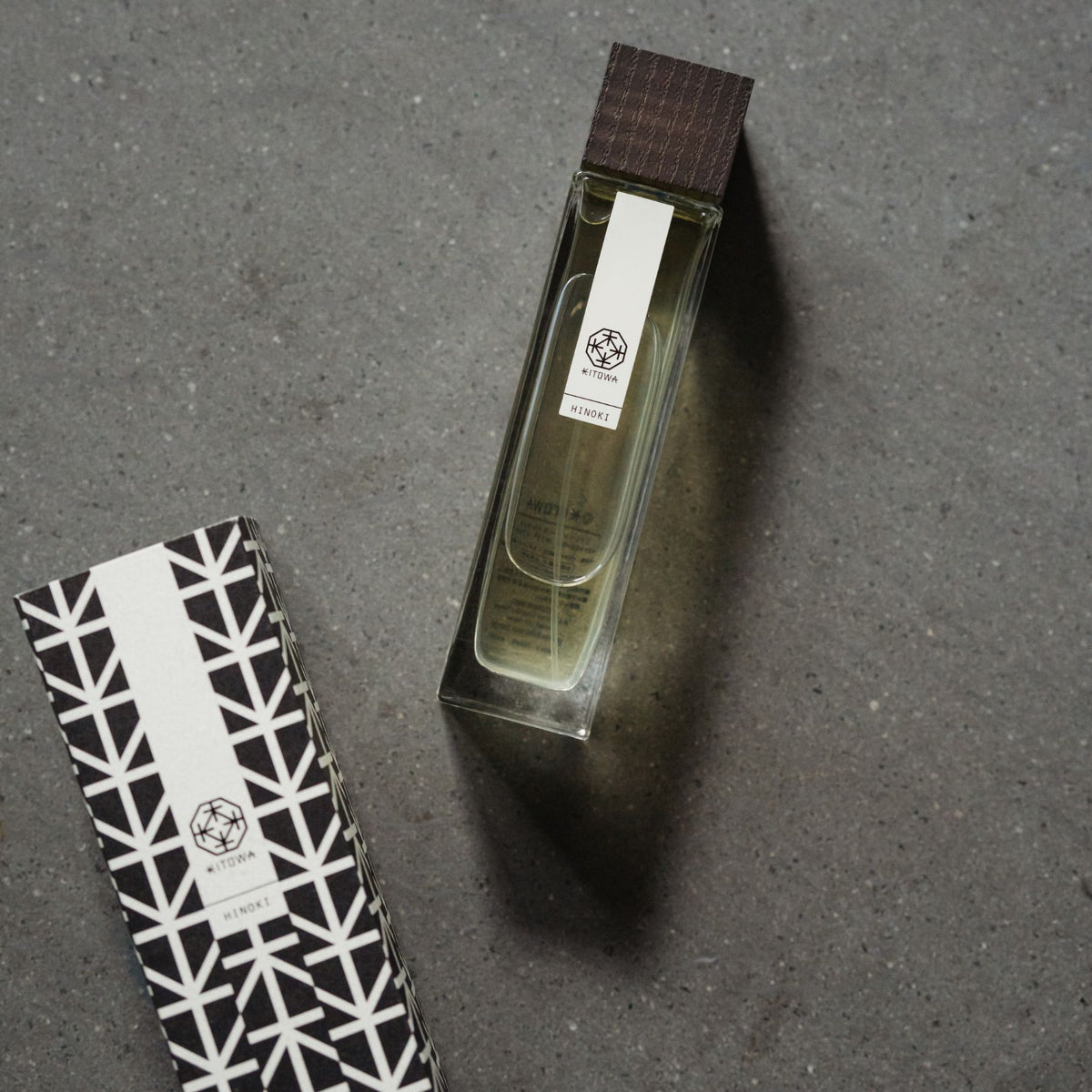 Japanese Hinoki Room Spray on a grey table