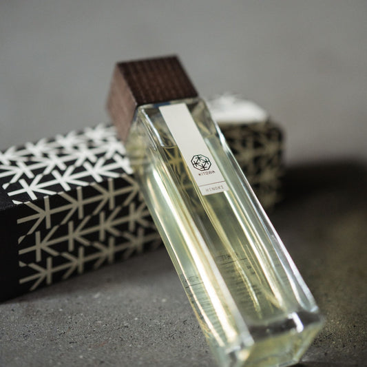 Japanese Hinoki Room Spray on a grey table