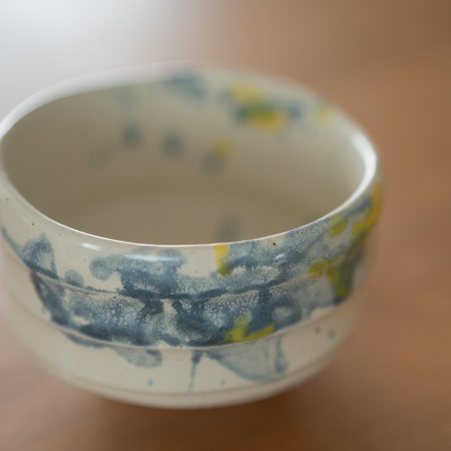 Japanese matcha chawan bowl “Splash” | Artistic Shino clay bowl inspired by summer water splashes