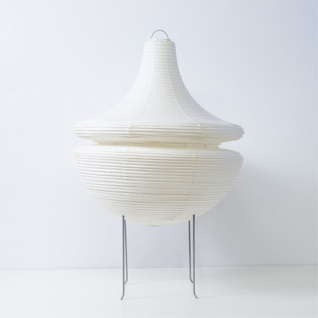 Sculpturale Japanse papieren vloerlamp GEMINI 02 van Hayashi Kogei, moderne washi Japanse vloerlamp