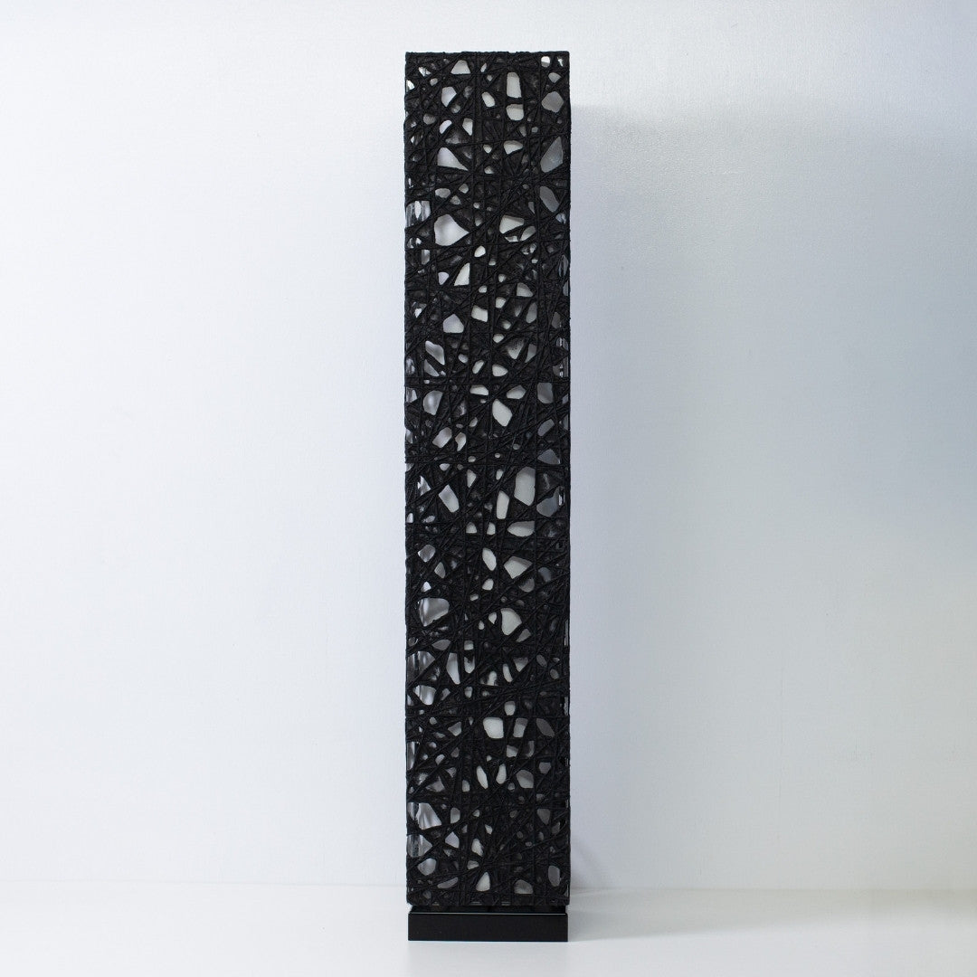 Black Japanese paper floor lamp ME-LOOK 01 by Hayashi Kogei, slender column design