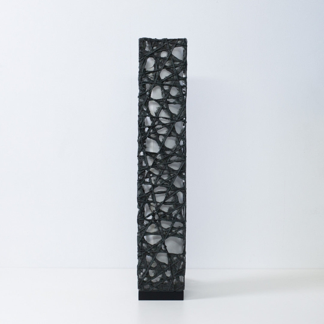 Black Japanese paper floor lamp ME-LOOK 02 by Hayashi Kogei, slender column Japanese floor lamp