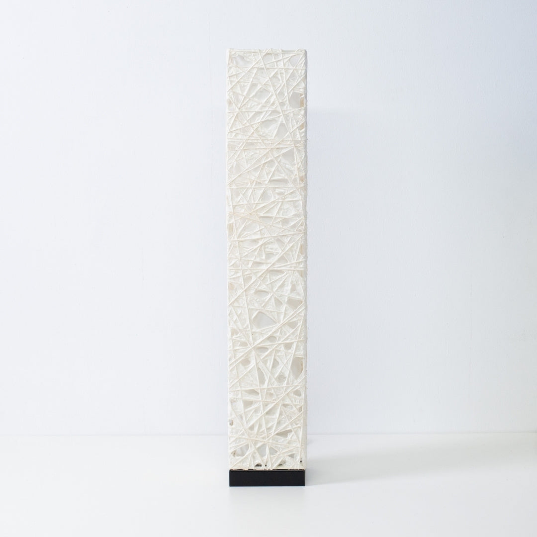 White Japanese paper floor lamp ME-LOOK 02 by Hayashi Kogei, slender column Japanese floor lamp