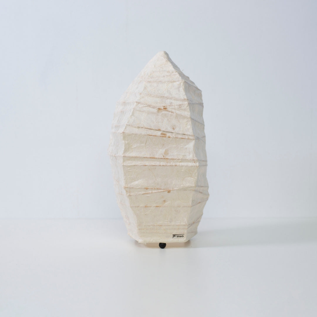 Japanese Paper Floor Lamp “Paper Stone” Small – Handmade Washi Paper Floor Lamp for Japandi living room