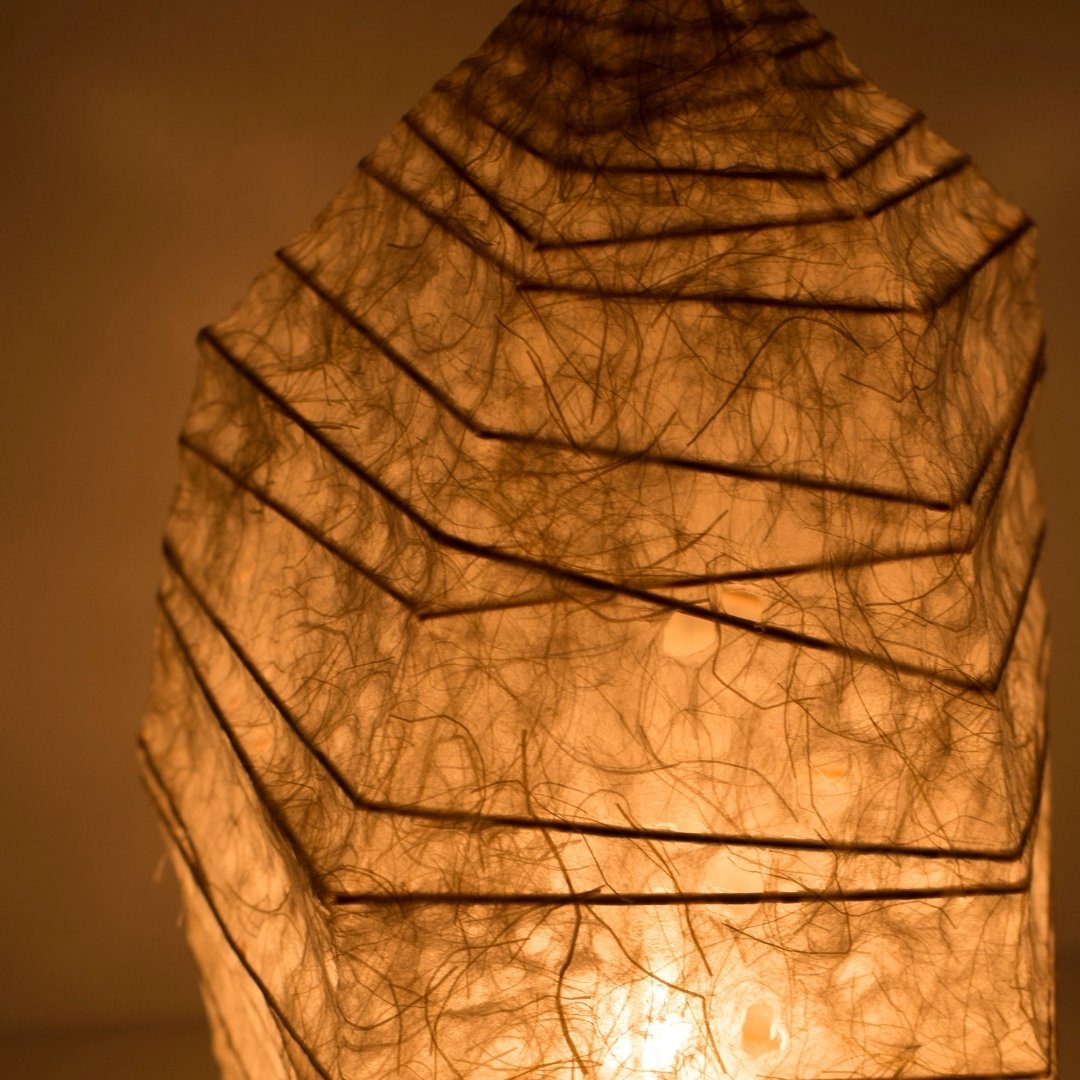 Japanese Paper Floor Lamp “Paper Stone” Small – Unique Washi Floor Lamp, Great for Bedroom and Living room