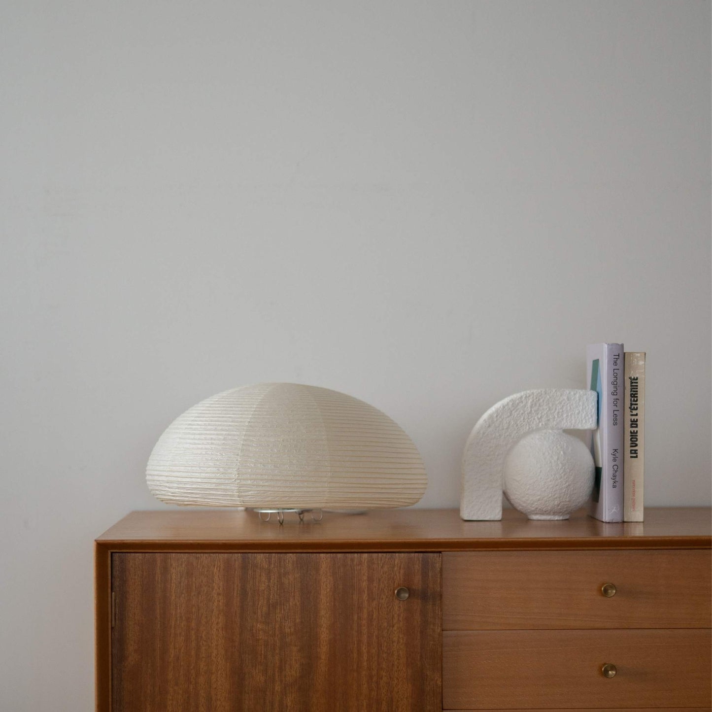 Japanese Paper Floor Lamp Paper Moon 04 – Horizontal Washi Lamp for Japandi Living Room