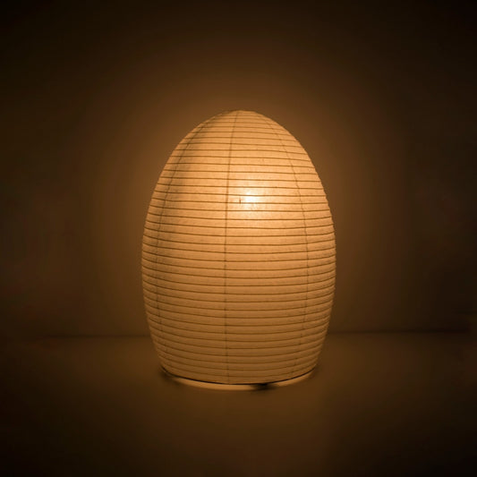 Japanese Paper Floor Lamp "paper moon 11" illuminating a dark room, Traditional Washi Paper Lamp for Cozy Living room