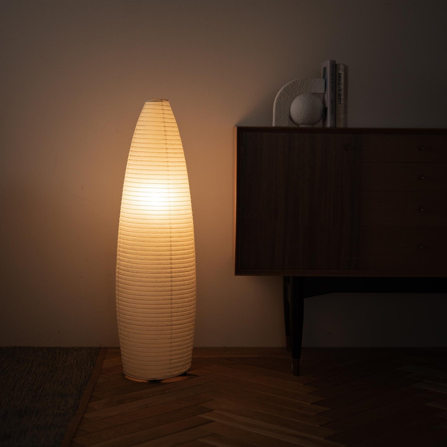 Elegant Japanese Paper Floor Lamp Paper Moon 13 – Washi Lamp for Japandi Living Room