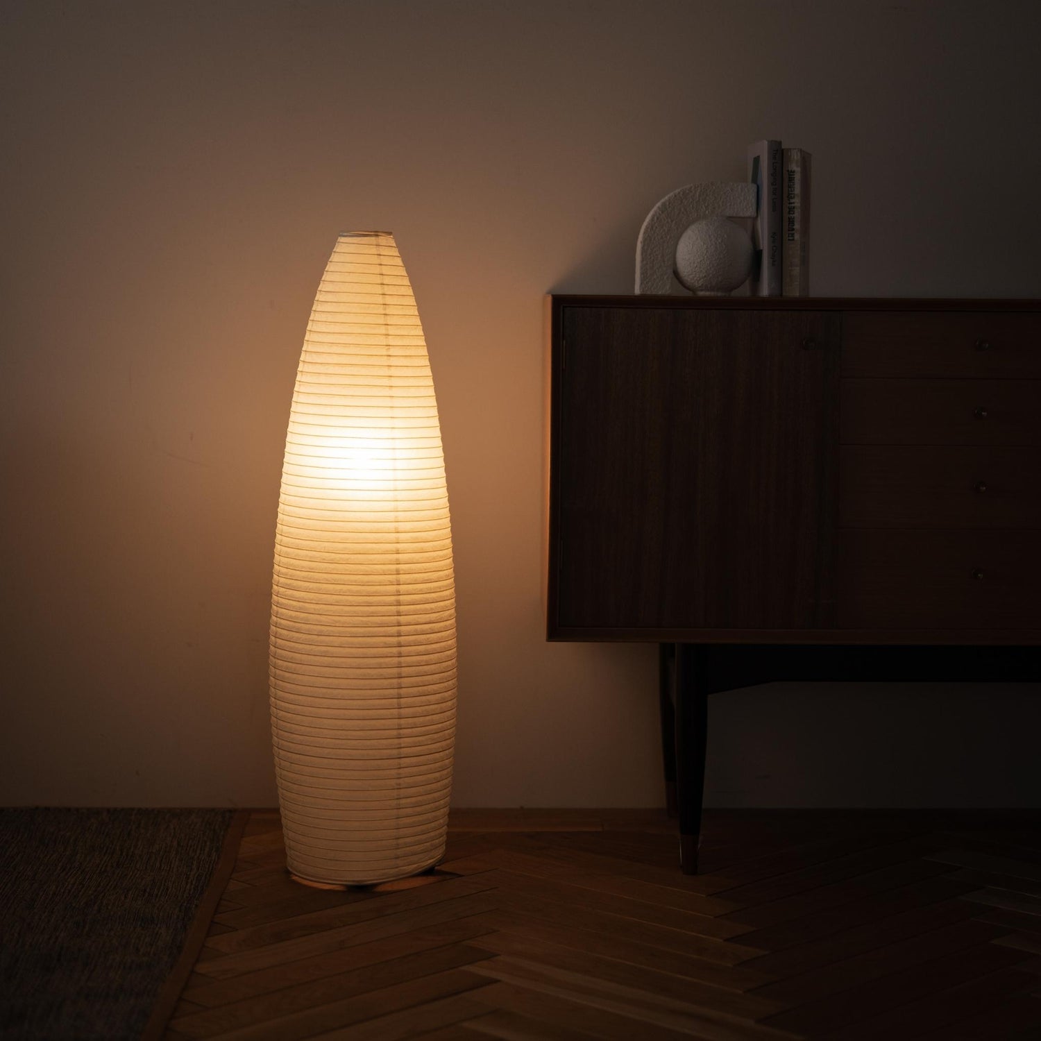 Elegant Japanese Paper Floor Lamp Paper Moon 13 – Washi Lamp for Japandi Living Room