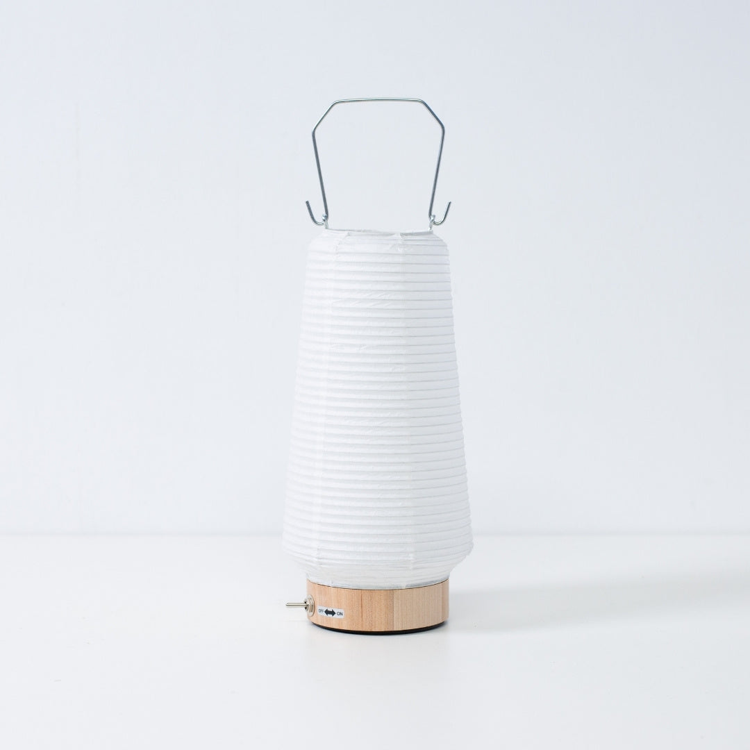 Slim Japanese paper table lamp RIN 04 by Hayashi Kogei, portable Japanese paper lamp for living room & bedroom