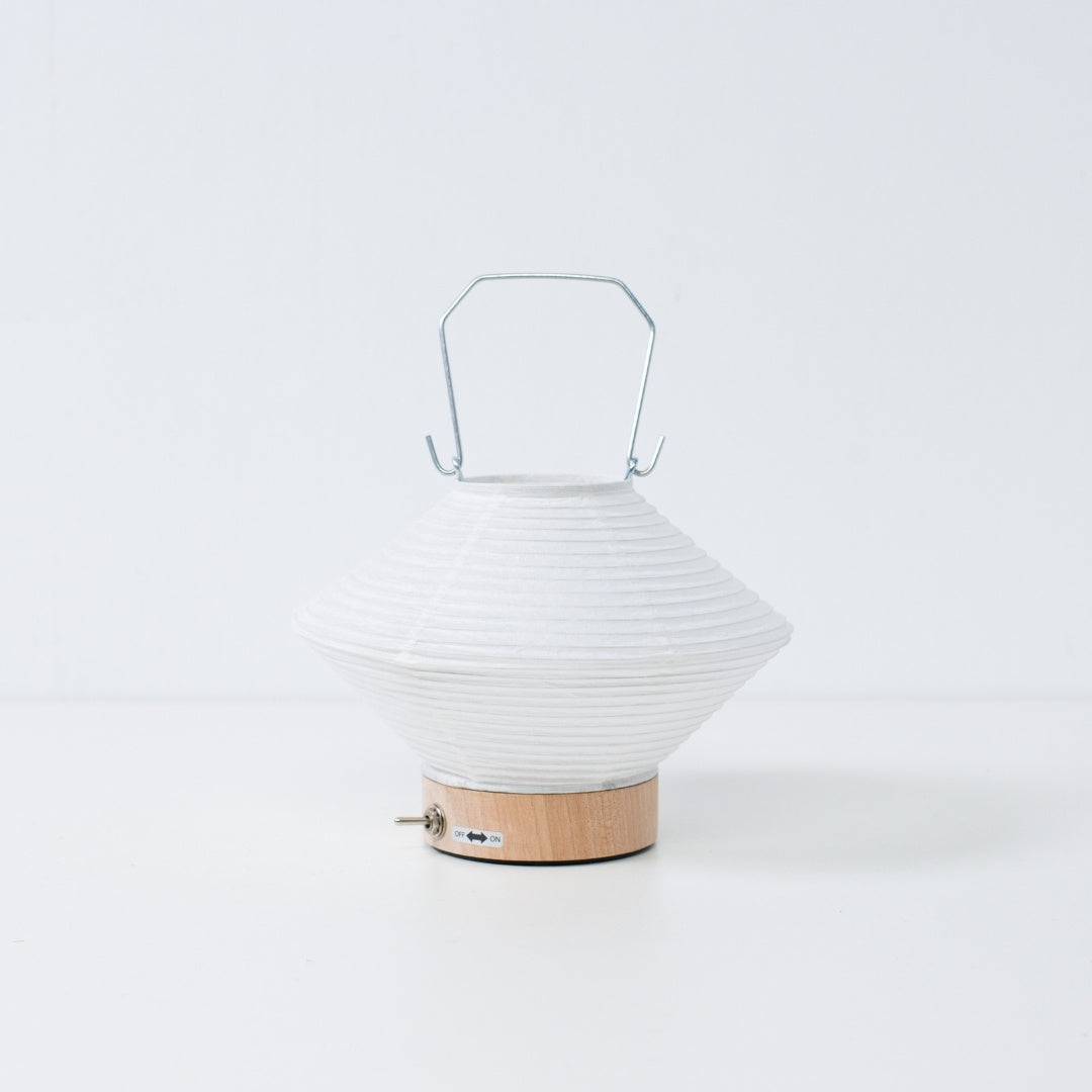 Diamond-shaped Japanese paper table lamp RIN 05 by Hayashi Kogei, portable Japanese paper lamp for living room & bedroom