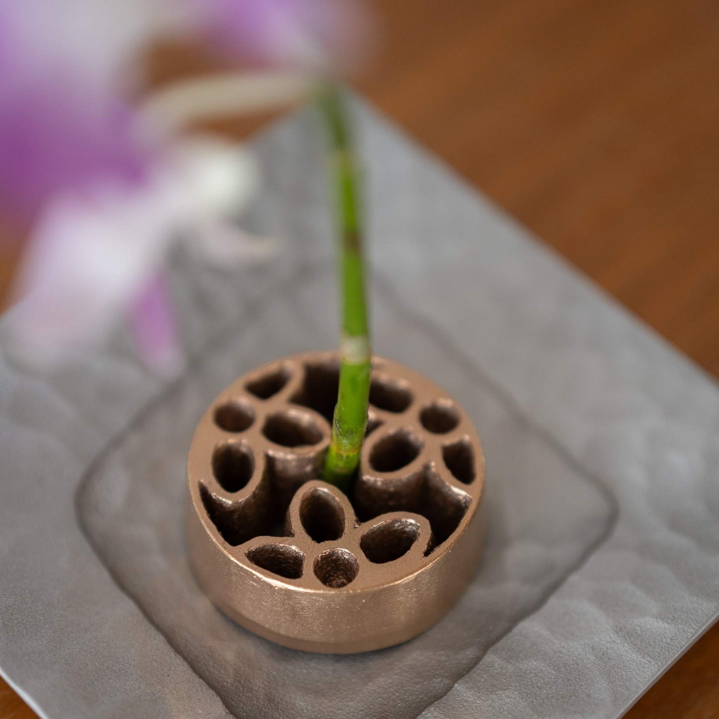 Japanese Pinless Kenzan “Garden” L for Ikebana | Traditional Bronze Flower Frog for Japanese Vases