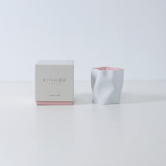 Scented Japanese candle SAKURA with cherry blossom, rose, and Japanese Incense in ceramic vessel