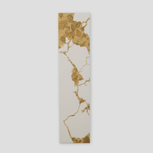 Wabi sabi Japanese wall art “Kintsugi” white small – serene gold leaf wall decor from Japan