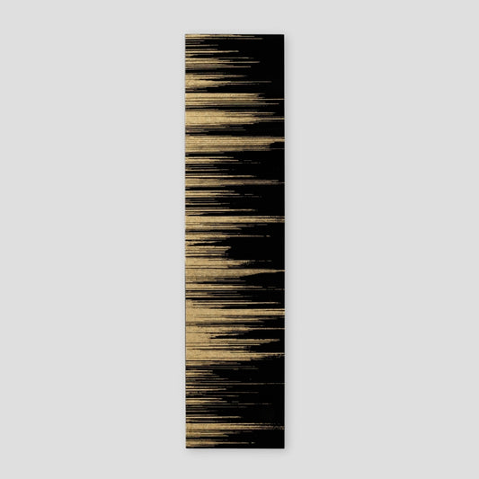 Japanese wall art “Kushibiki” black small – wabi sabi wall decor with brass foil texture