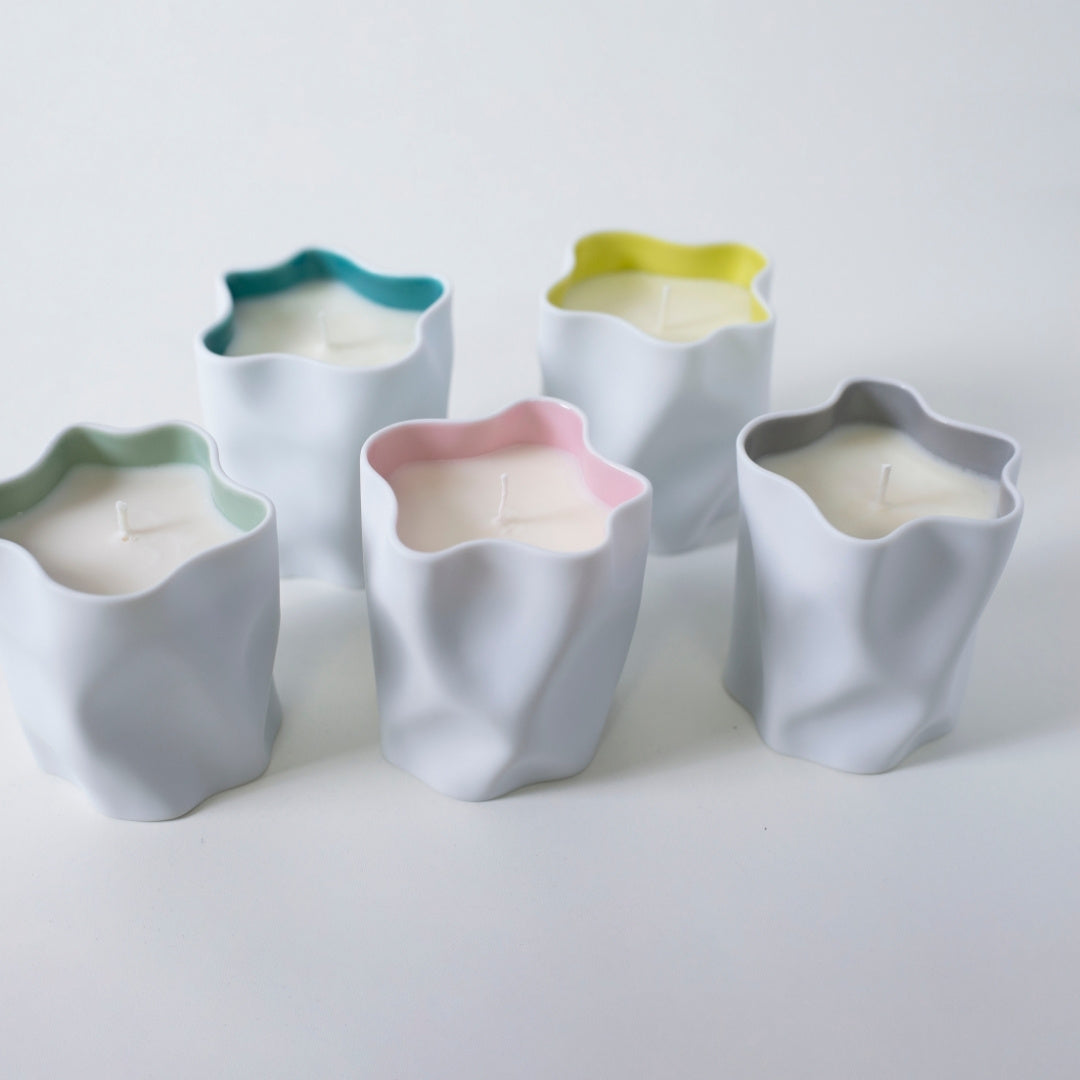 KITCHIBE Japanese candle series in soft porcelain, blending incense, fragrance, and artisan design
