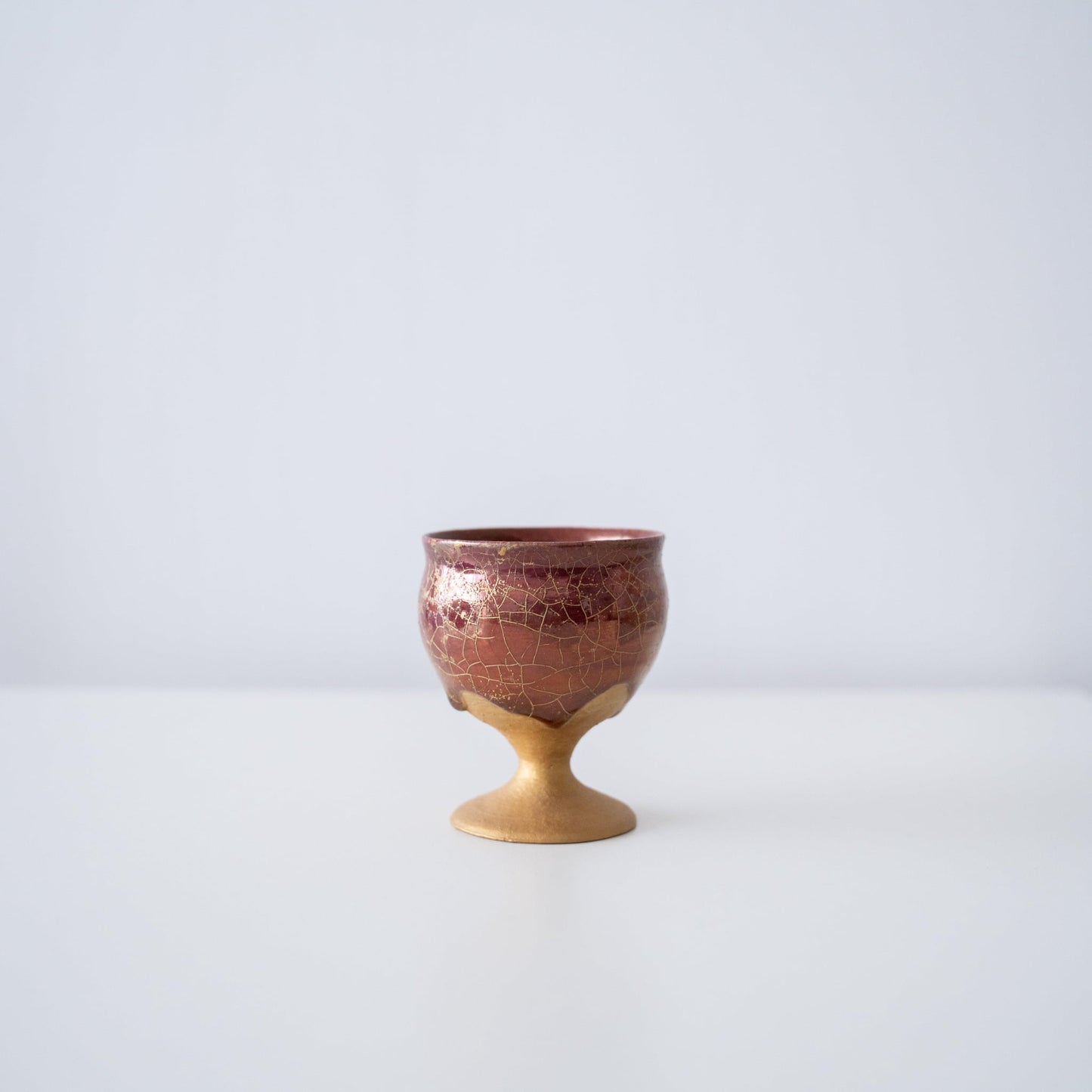 Kintsugi Goblet "Gold Clay Crackle" in a white background