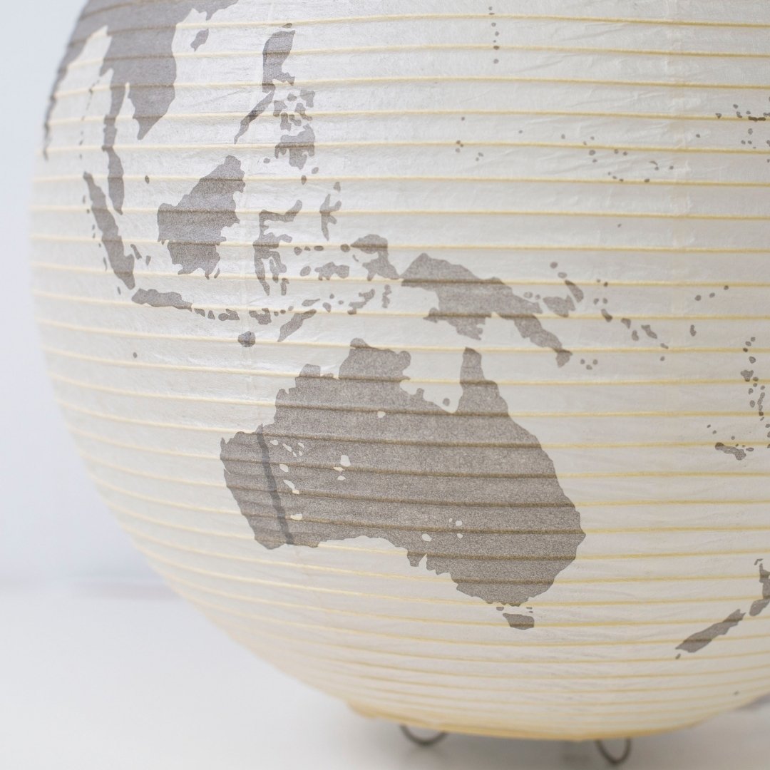 Print of Australia on Japanese Paper Floor Lamp "paper moon 05G", artistic Japanese lamp