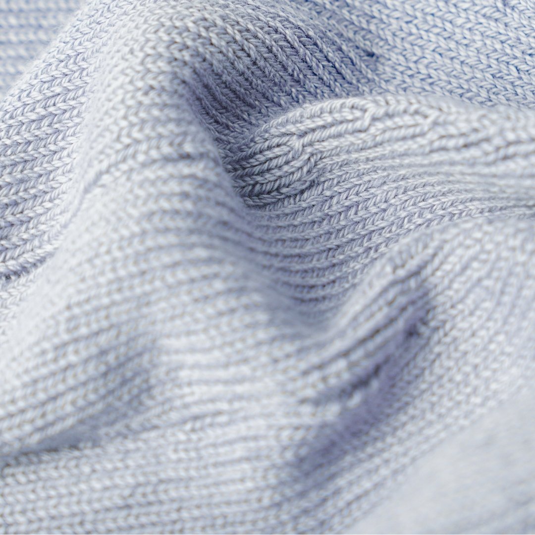 Close-up textile of Japanese zafu meditation cushion ZAF RITUAL, Lagoon Gray