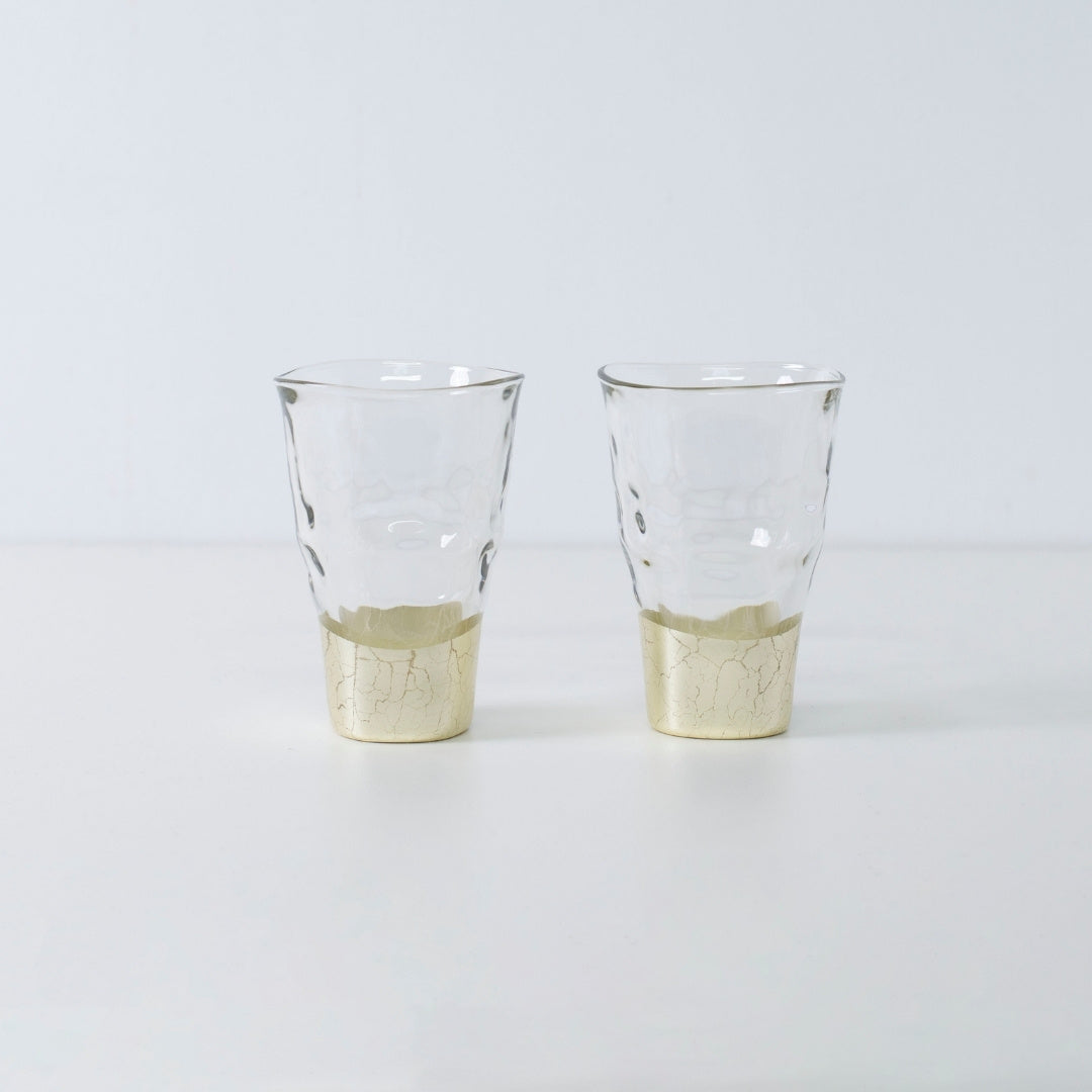 Champagne gold sake cups in refined Japanese style, ideal for sake lovers or design-focused gifting