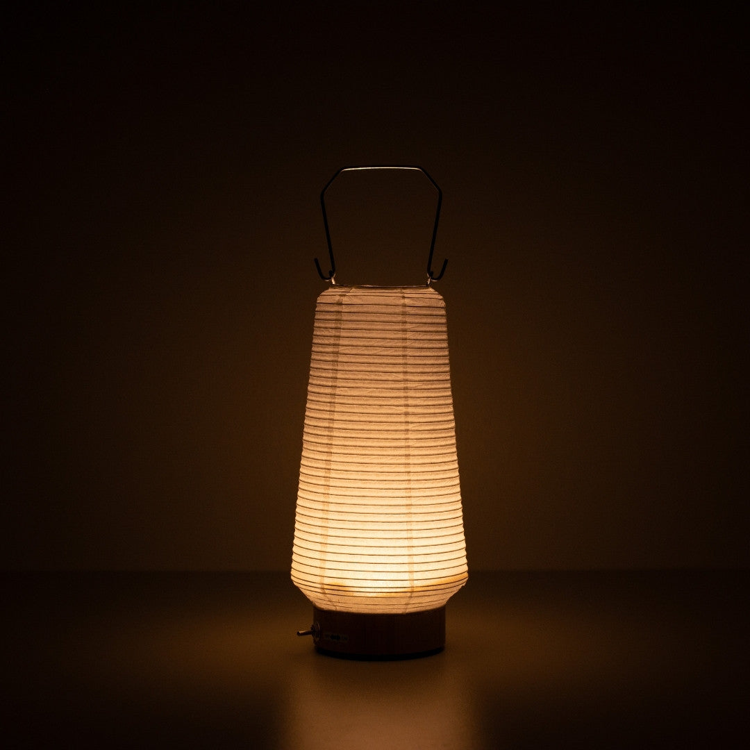 Elegant slim Japanese paper table lamp RIN 04, handcrafted vertical Japanese table lamp lighting