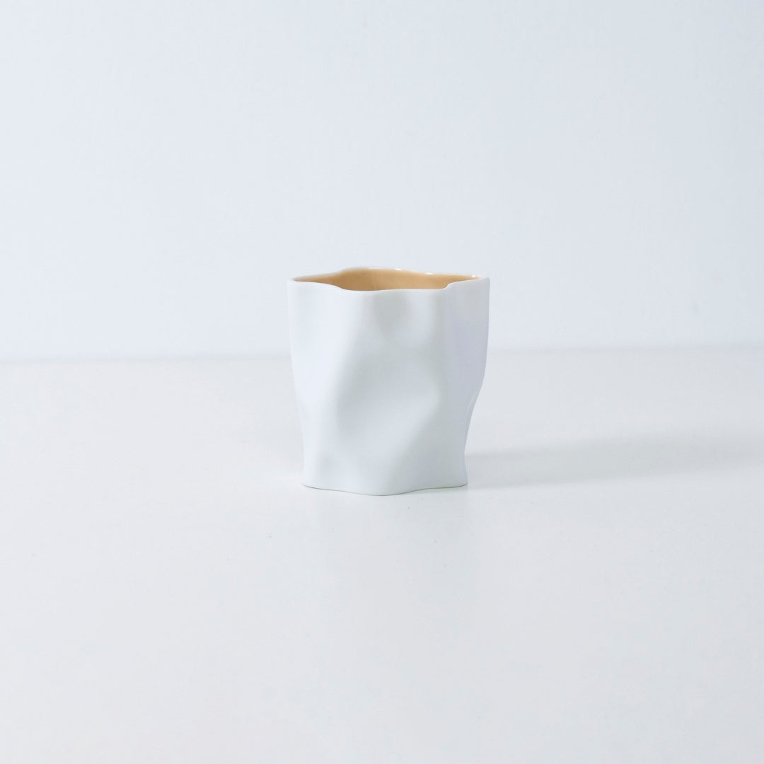 Japanese candle KITCHIBE with agarwood, herbs, and Japanese Incense in elegant Seto porcelain cup