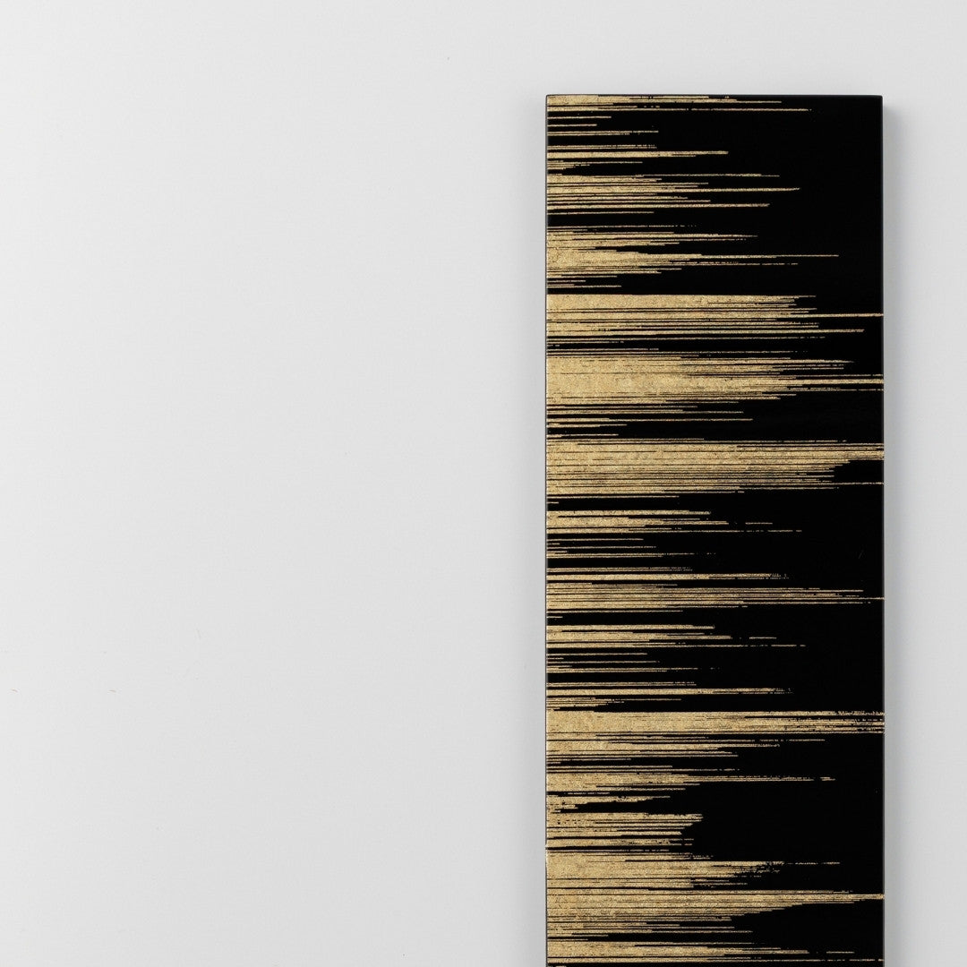 Japanese wall art Kushibiki black small – wabi sabi wall art with Kanazawa brass decor