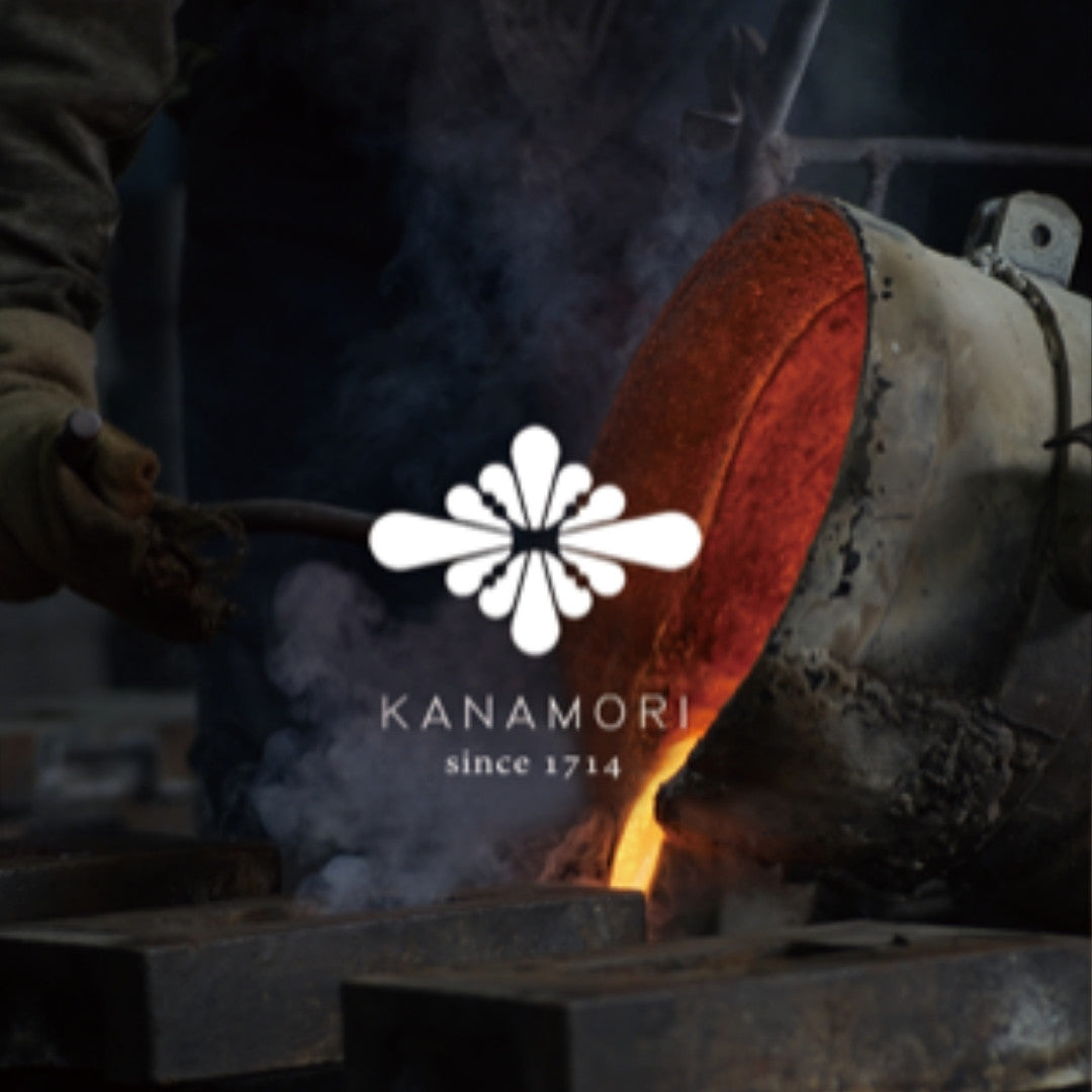 Kanamori Alloy logo – 300 years of sand casting for kenzan, ikebana vases, and Japanese sake cup set