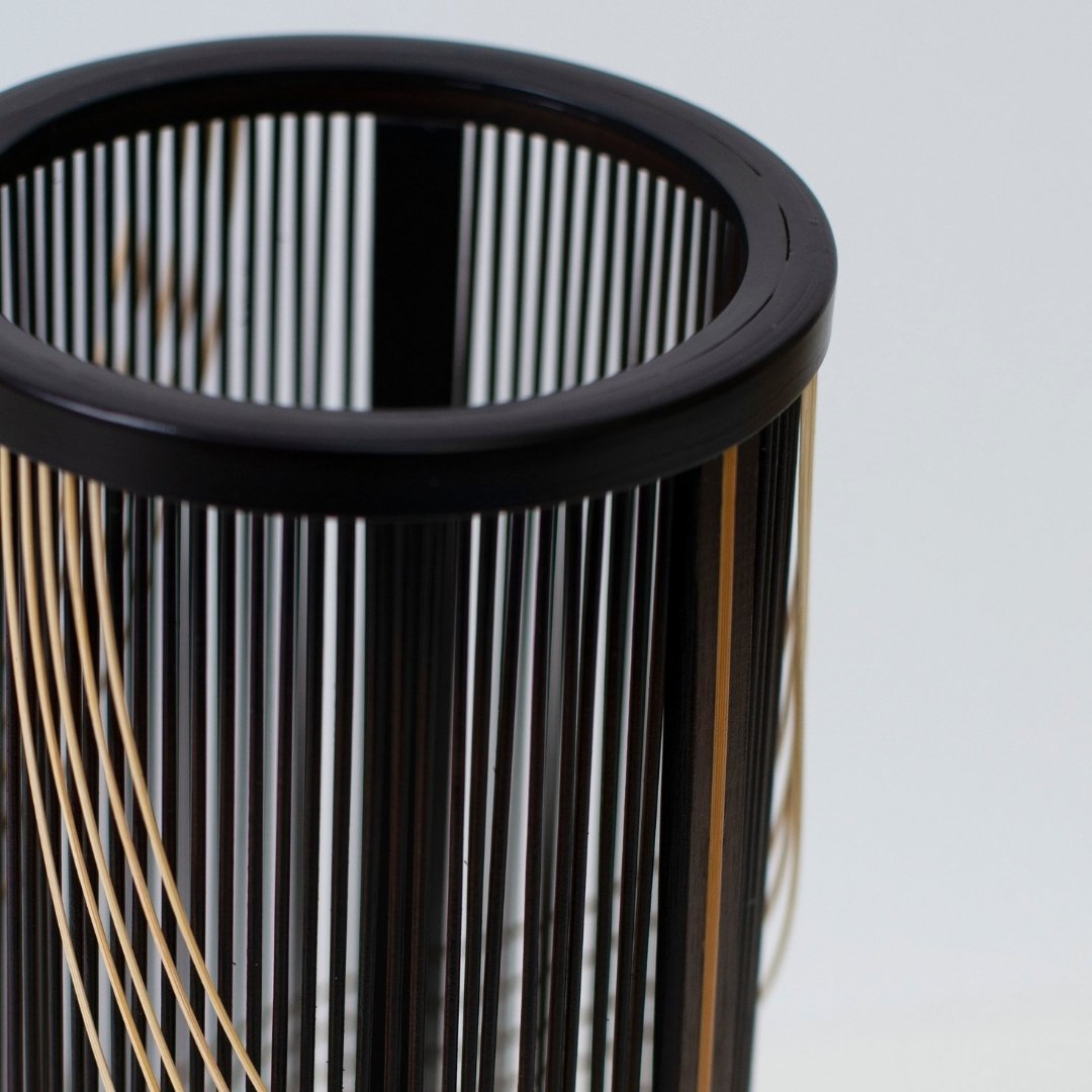 Top view of Japanese Bamboo Flower Vase “Flowing Water” - Unique bamboo ikebana flower vase for wabi-sabi interior