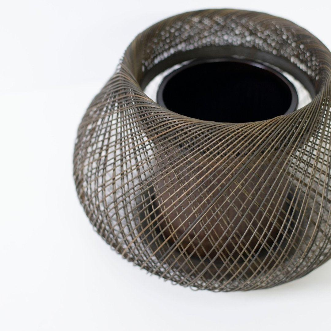 Top view of Japanese Bamboo Flower Vase “Kisaragi” - Unique ikebana flower vase with wabi-sabi for Japandi style room