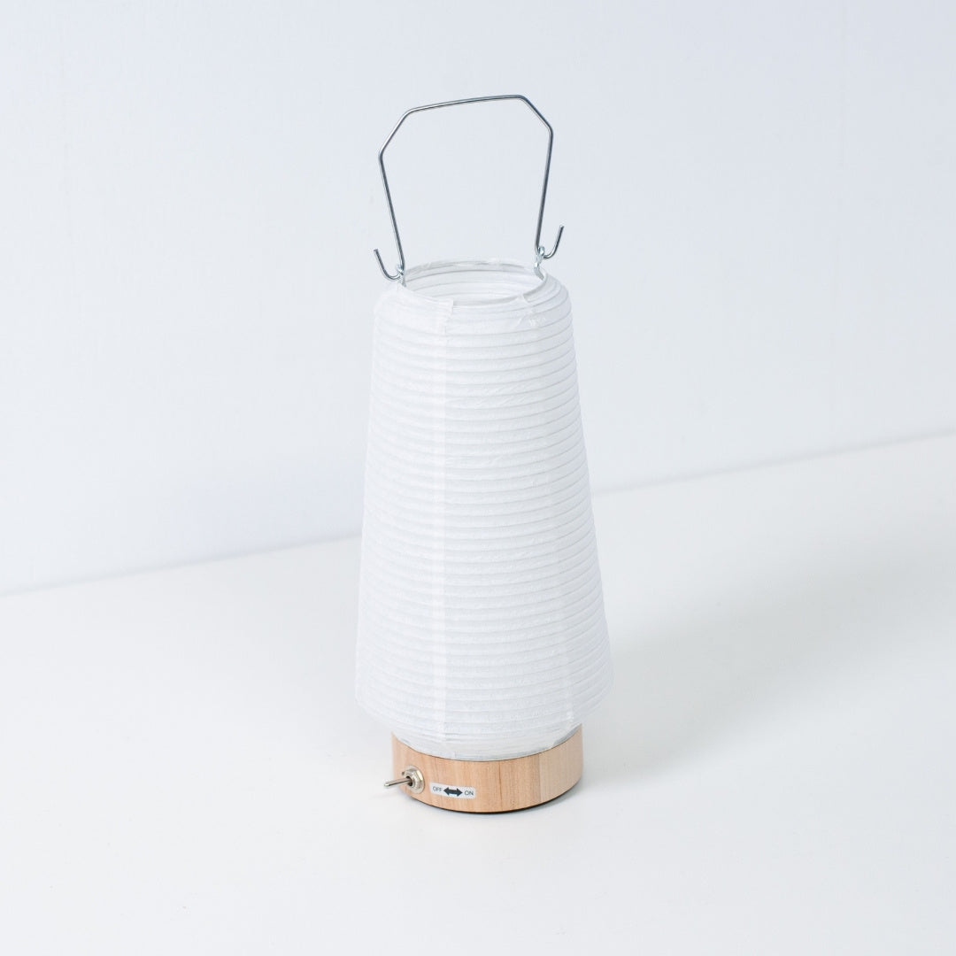 Top view of slim Japanese paper table lamp RIN 04, portable vertical Japanese paper lamp design