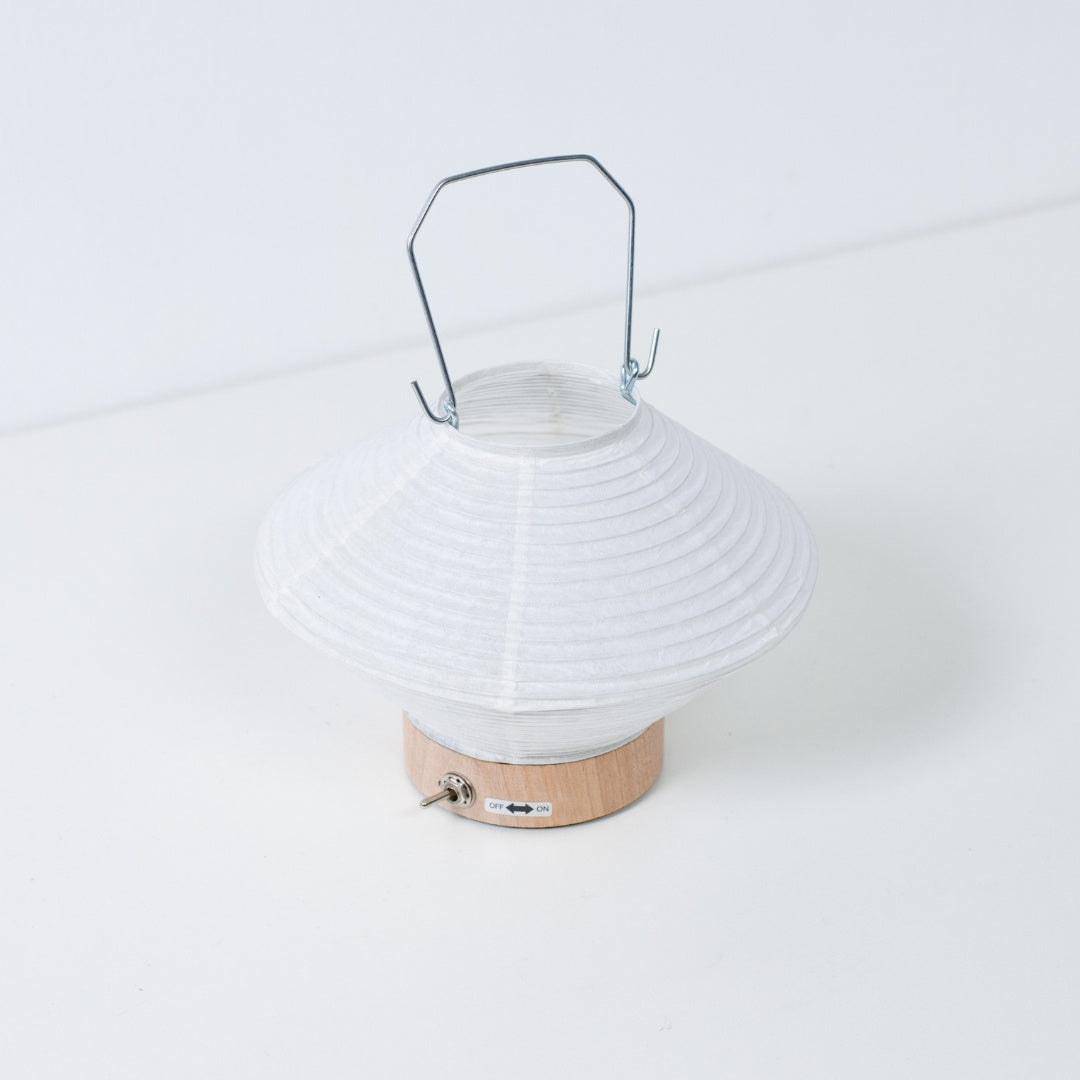 Top view of diamond-shaped Japanese paper table lamp RIN 05, compact Japanese table lamp design