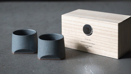 Handcrafted Japanese Tile Sake Cup Set made by Marumi Yasuda Kawara